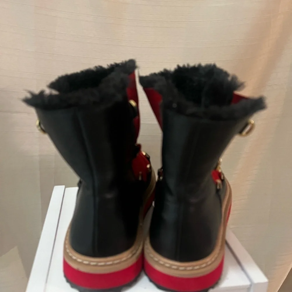 Kate Spade BOGO women’s red and black chinky boot missing laces size 7 ⚫️ - Picture 7 of 13